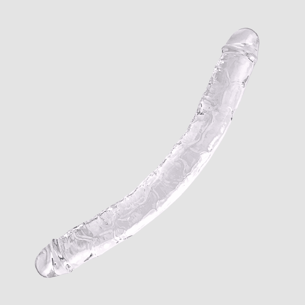 Dildo with Balls Clear 15 Inch Double Ended Dildo